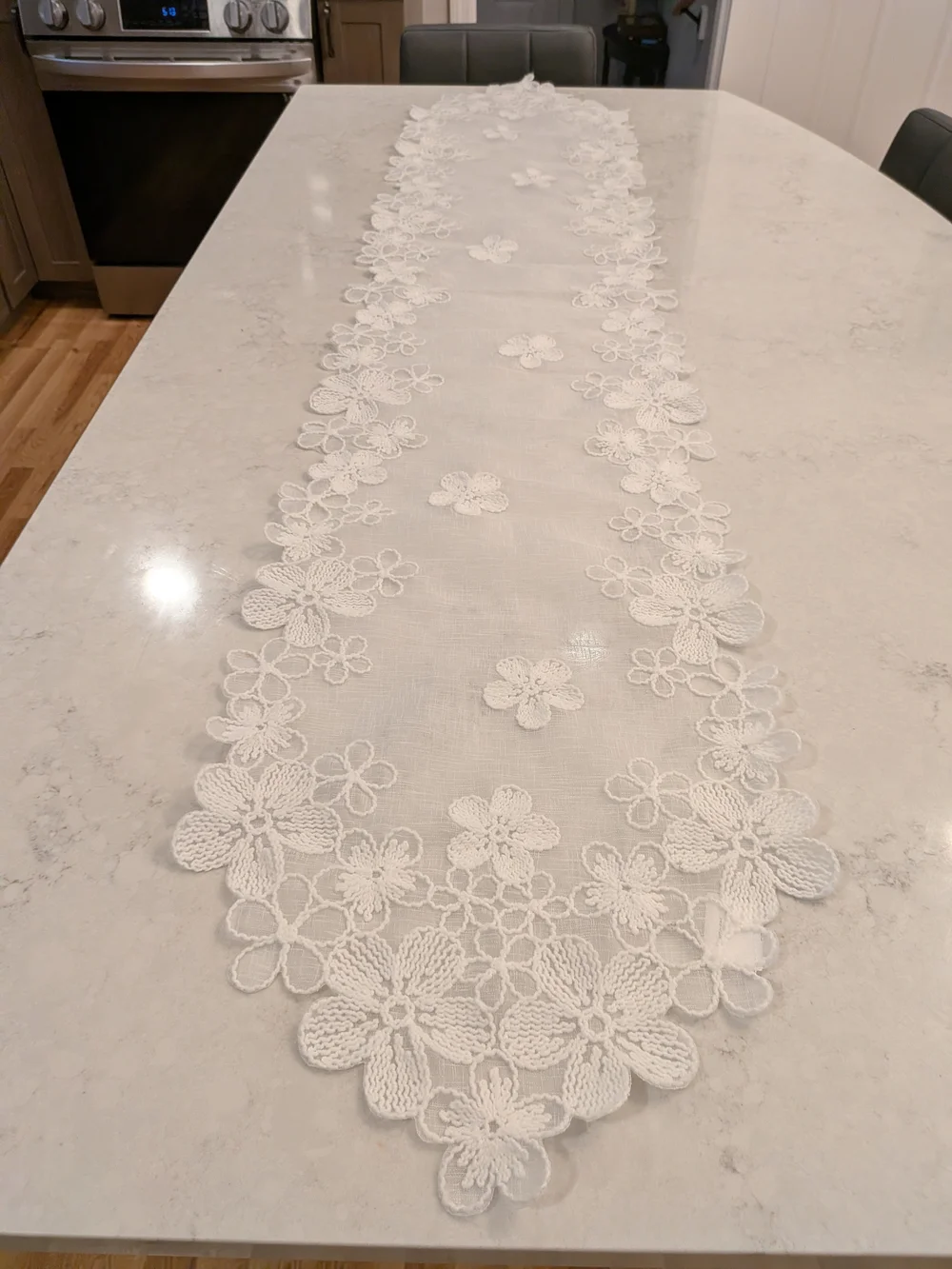 White Floral Lace Table Runner  70